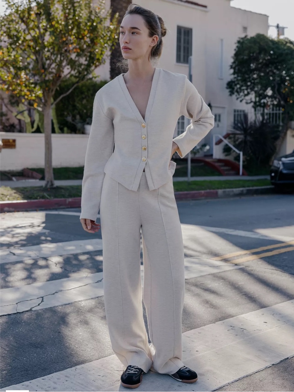 Zara Beige Marl Knit Top and Matching Pant